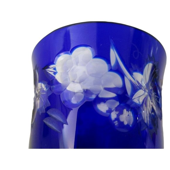 Vintage Cobalt Blue Cut to Clear Punch Cup Grape Design Nachtmann Traube EUC - Picture 10 of 12